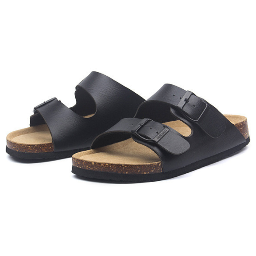 Leather Birken Sandal - Black — Avelmontis