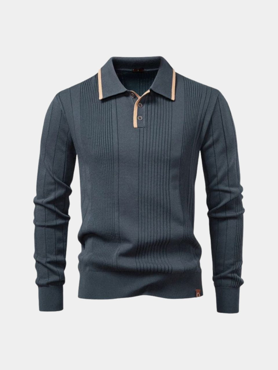 Vertical Ridge Knit Polo Shirt - Montierri