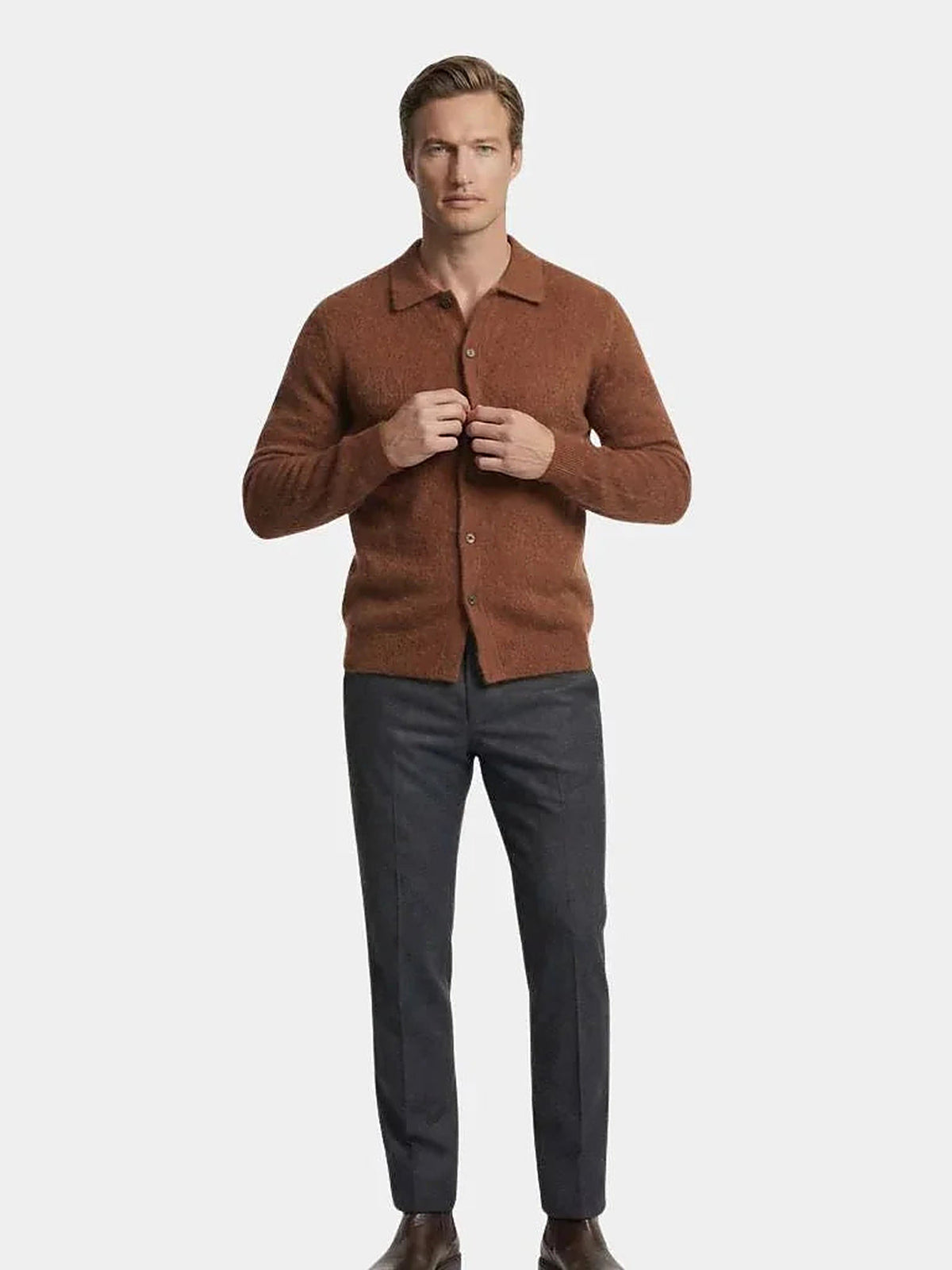 100% Cashmere Polo Cardigan | Bellmont Society