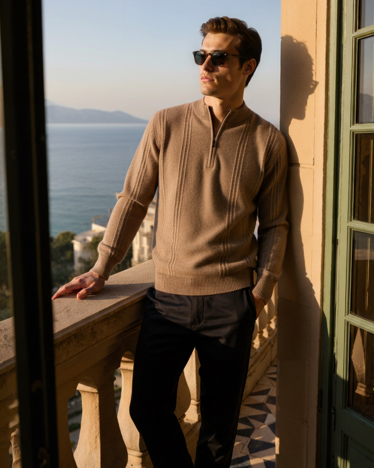 100% Cashmere Ribbed Half Zip | Bellmont Society