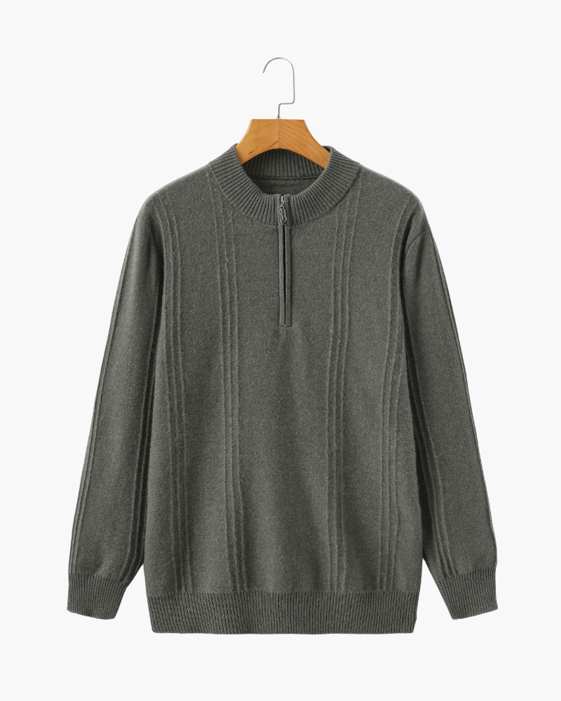 100% Cashmere Ribbed Half Zip | Bellmont Society