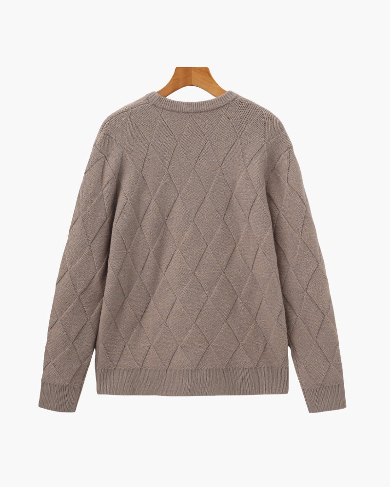 Diamond Knit Crewneck Sweater | Bellmont Society