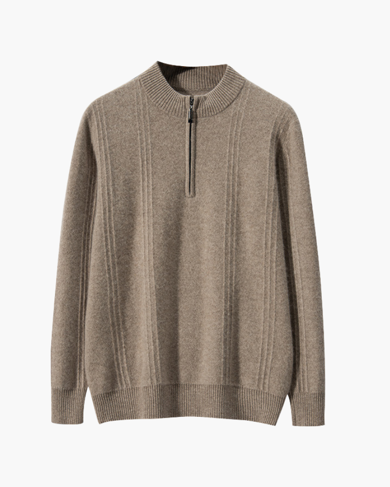 100% Cashmere Ribbed Half Zip | Bellmont Society