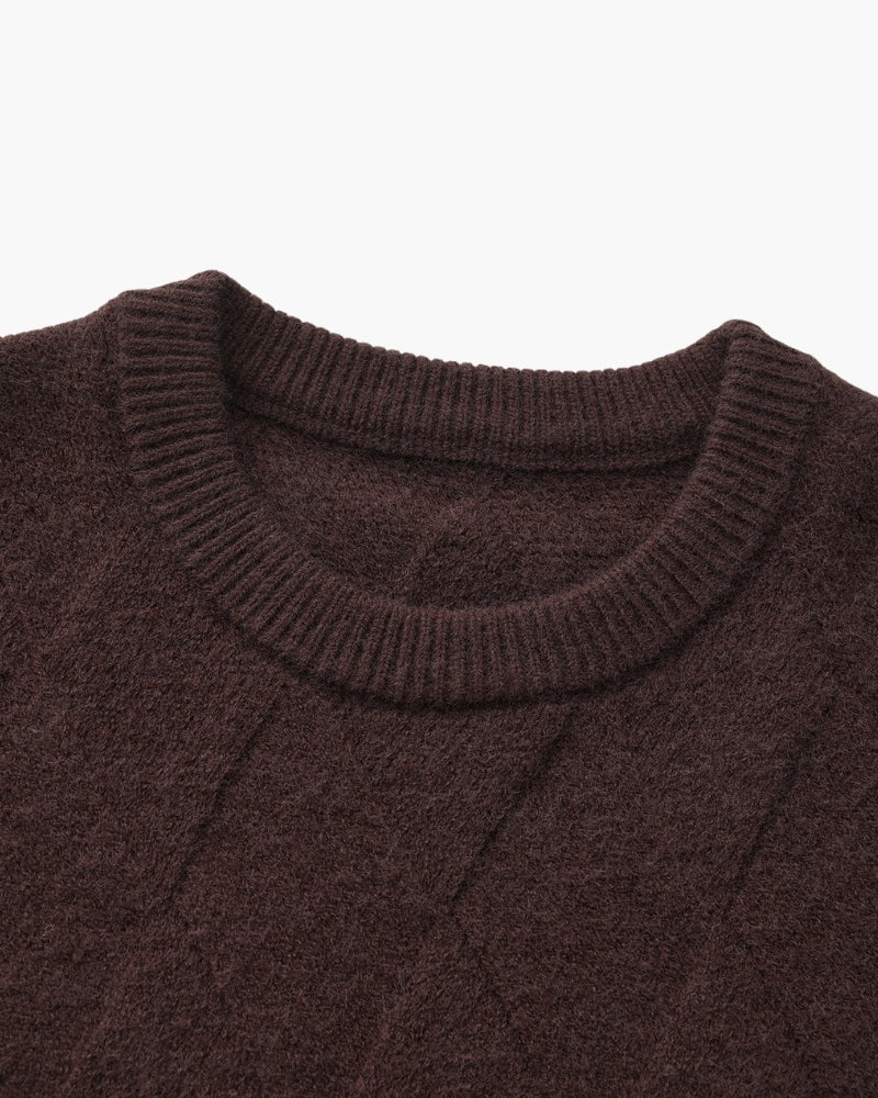 Diamond Knit Crewneck Sweater | Bellmont Society