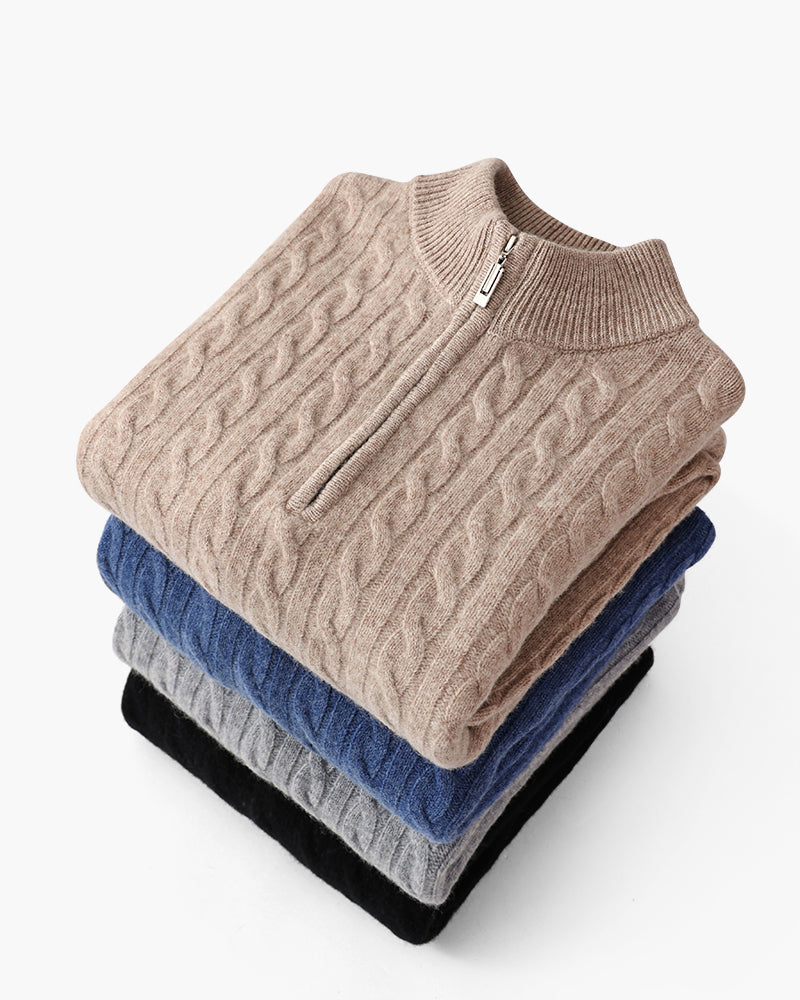 100% Cashmere Woven Half Zip | Bellmont Society