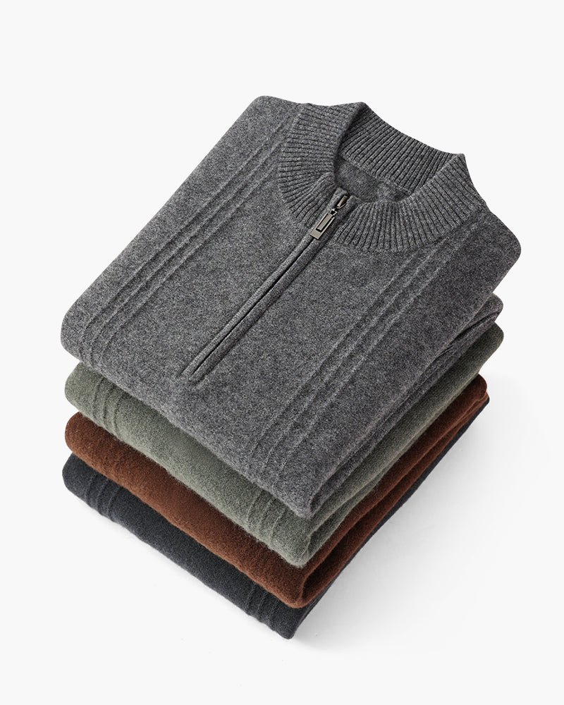 100% Cashmere Ribbed Half Zip | Bellmont Society