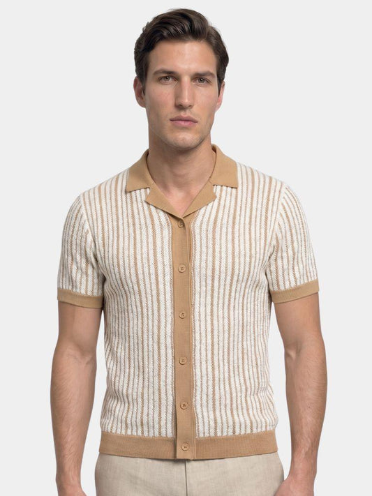 Striped Knit Polo Shirt - Montierri