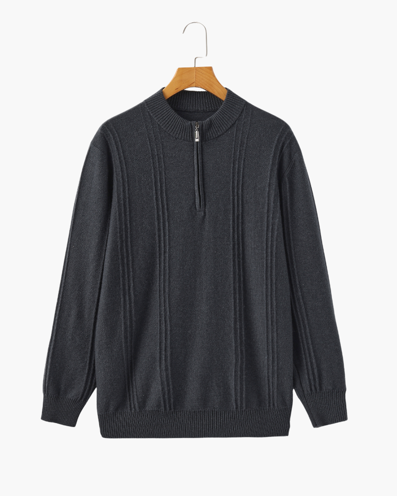 100% Cashmere Ribbed Half Zip | Bellmont Society