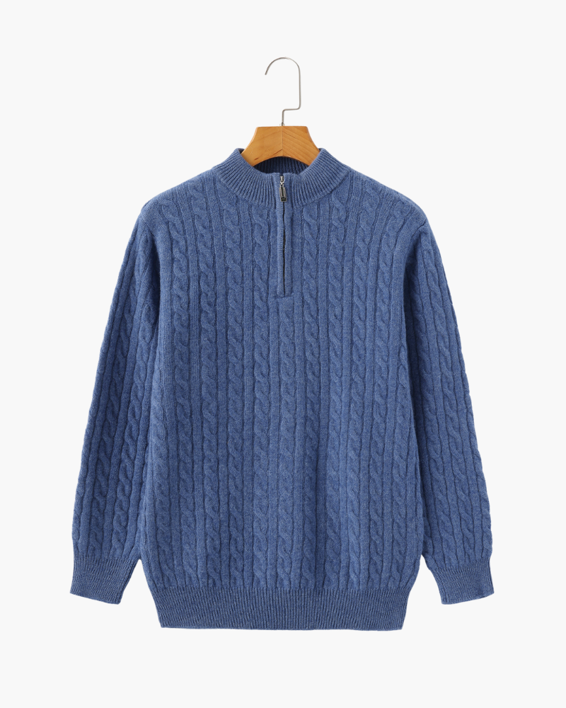 100% Cashmere Woven Half Zip | Bellmont Society