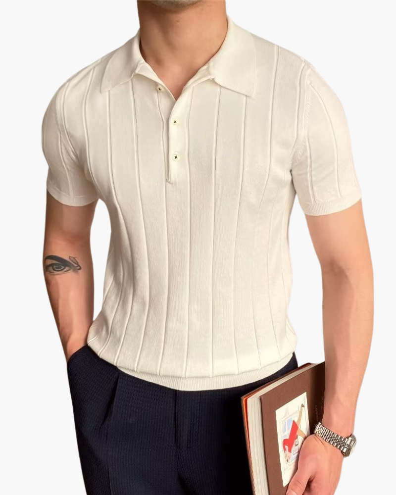 Cannes Ribbed Cotton Polo | Bellmont Society