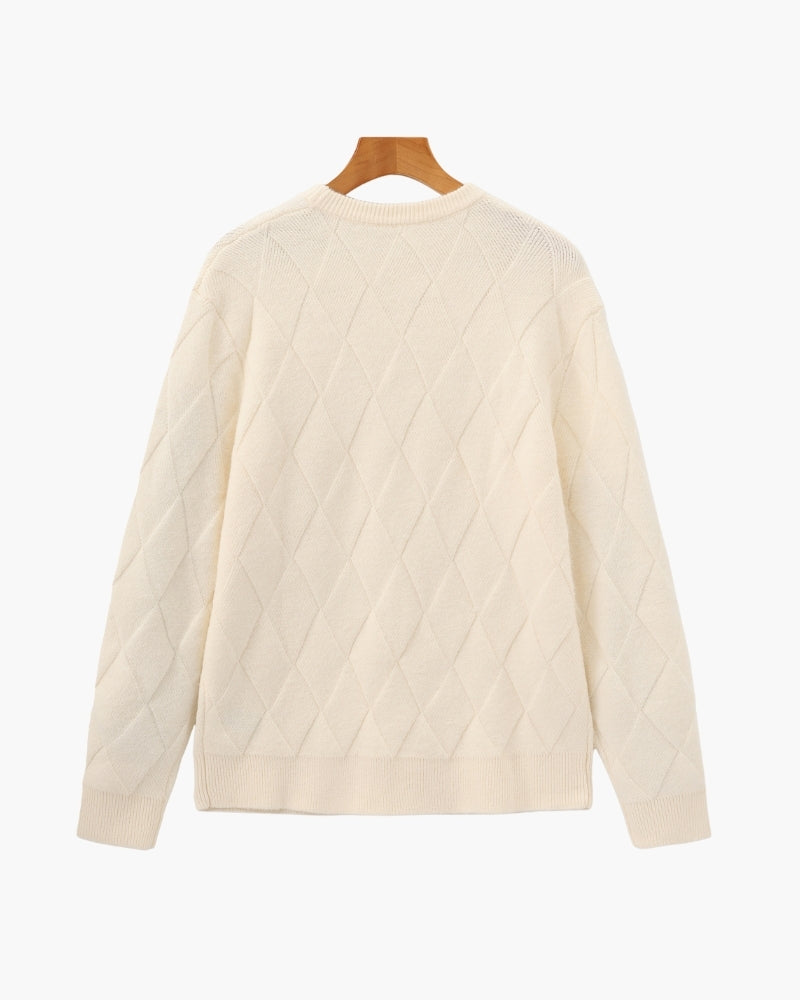 Diamond Knit Crewneck Sweater | Bellmont Society