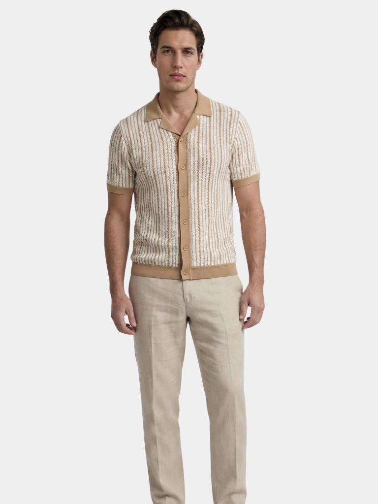Striped Knit Polo Shirt - Montierri
