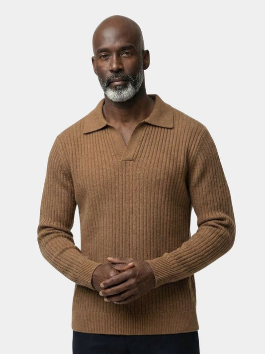 V-Neck Polo Pullover Ribbed - Montierri