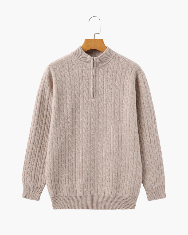 100% Cashmere Woven Half Zip | Bellmont Society
