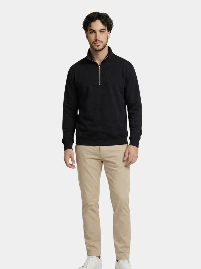 Zip Black Lapel Sports Sweatshirt - Montierri