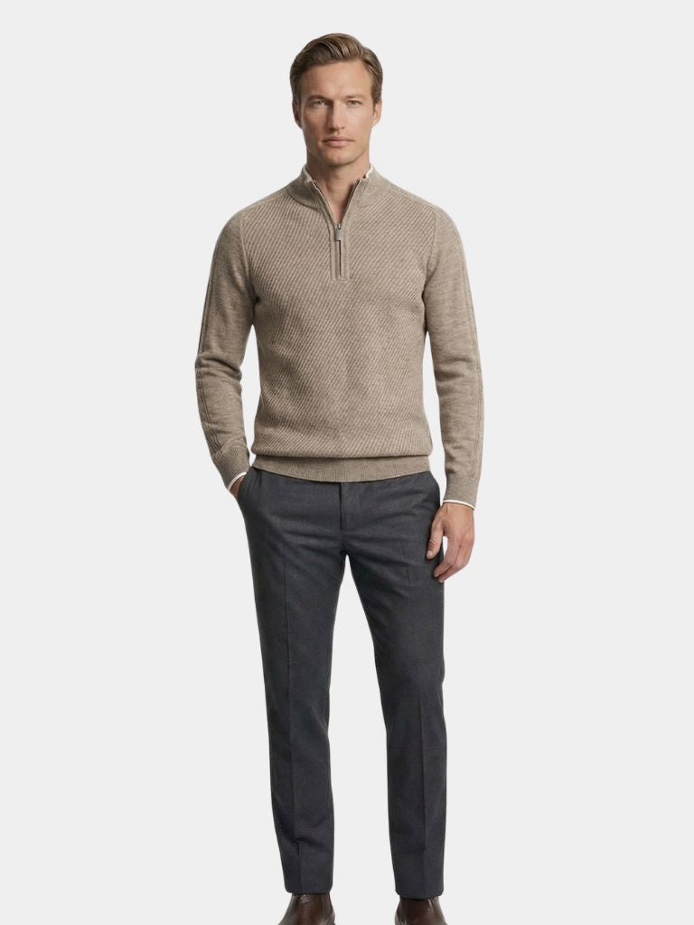 Stripe Quarter Zip Wool Sweater - Montierri