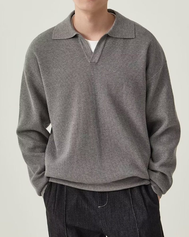 Textured Knit Polo Sweater - Montierri