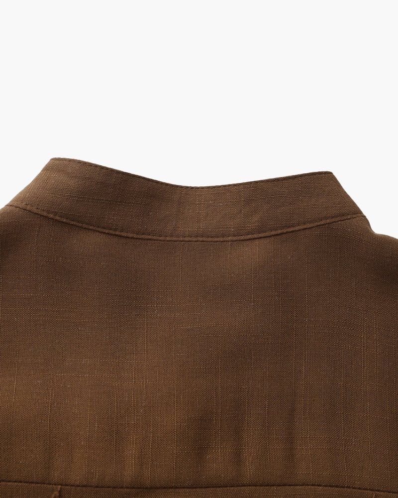 Men’s Mandarin Collar Shirt – Relaxed Fit Textured Cotton Shirt — Avelmontis