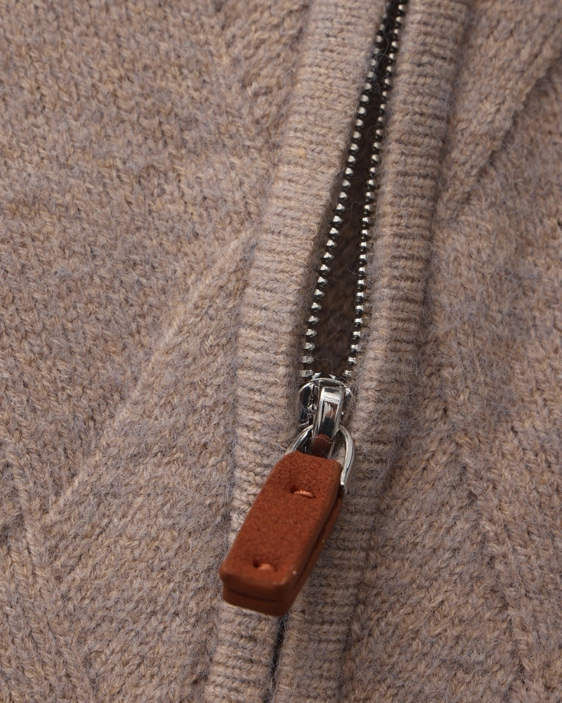 Heritage Diamond Knit Zip Cardigan — Avelmontis