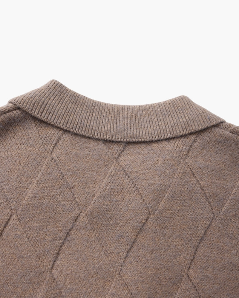 Heritage Diamond Knit Zip Cardigan — Avelmontis