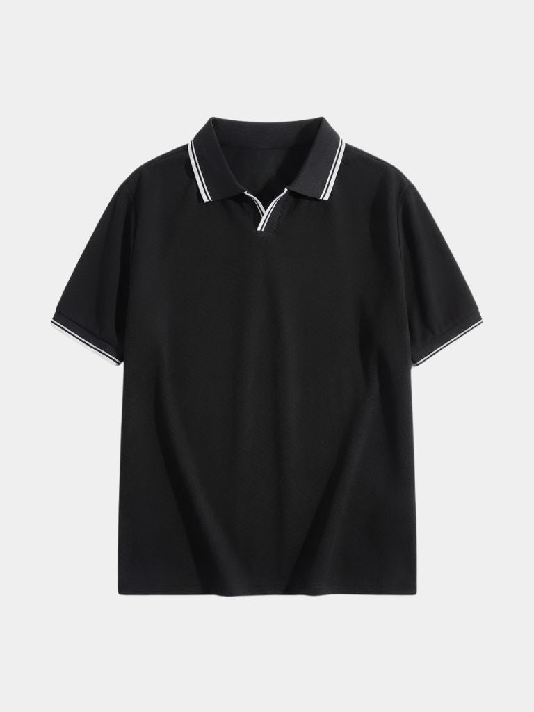 Timeless Black V-Neck Polo - Montierri