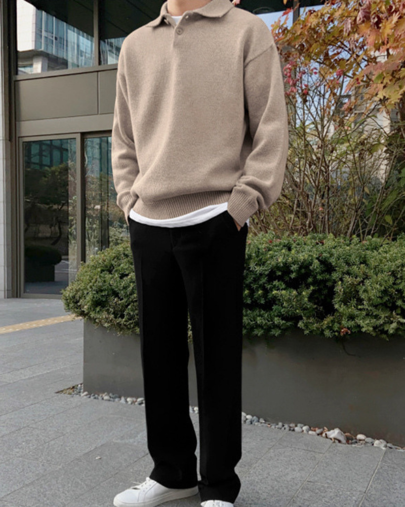 Woolen Button Half Zip - Montierri