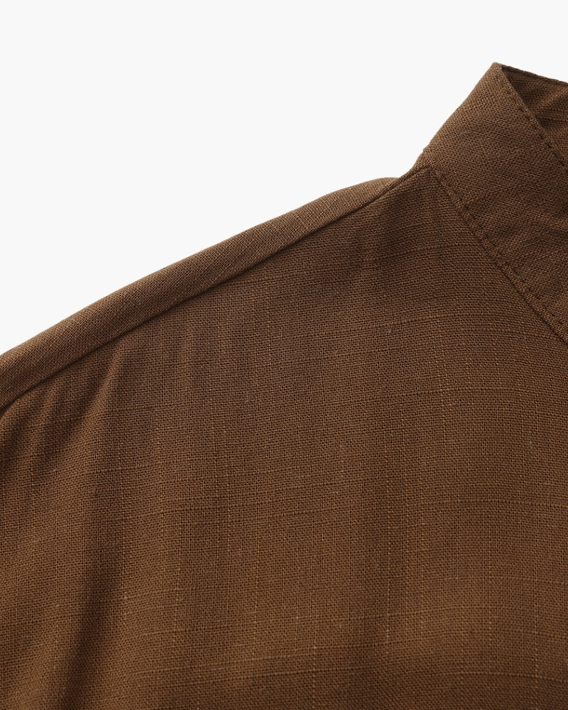 Men’s Mandarin Collar Shirt – Relaxed Fit Textured Cotton Shirt — Avelmontis