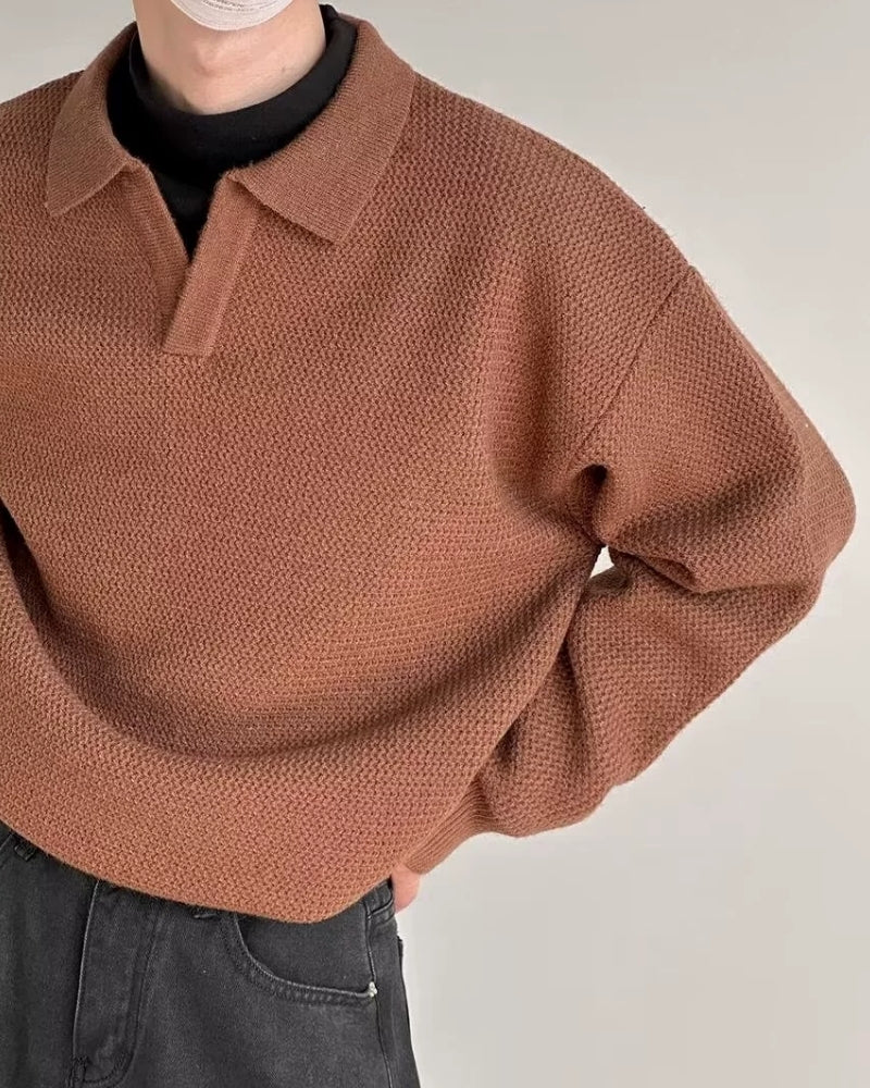 Textured Knit Polo Sweater - Montierri