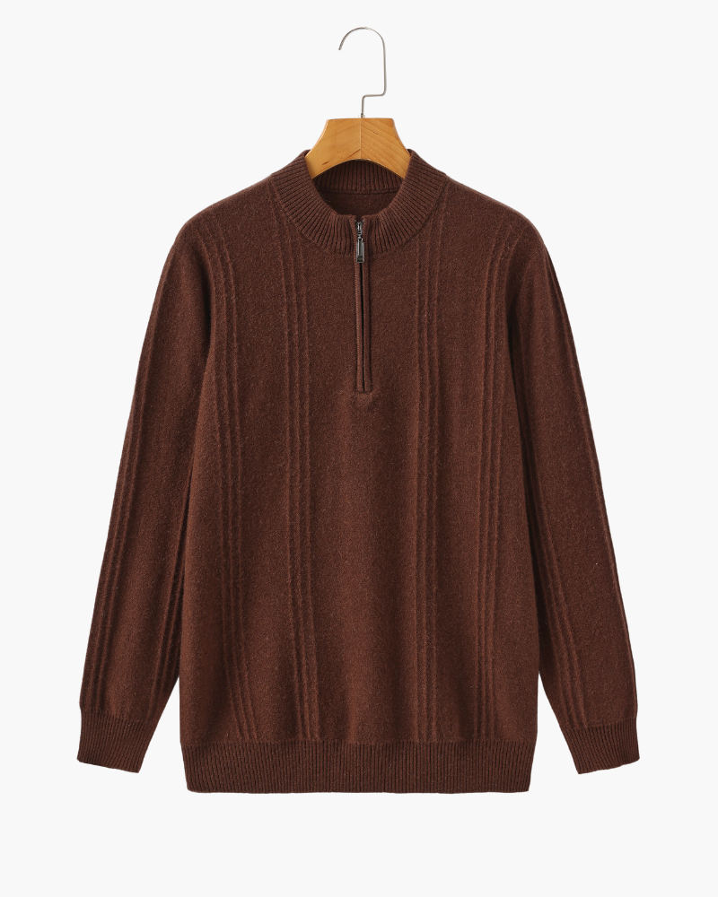 100% Cashmere Ribbed Half Zip | Bellmont Society