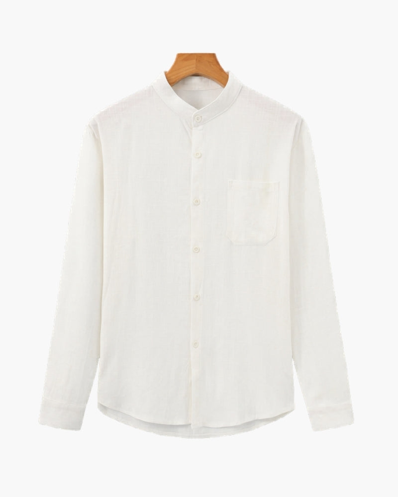 Men’s Mandarin Collar Shirt – Relaxed Fit Textured Cotton Shirt — Avelmontis