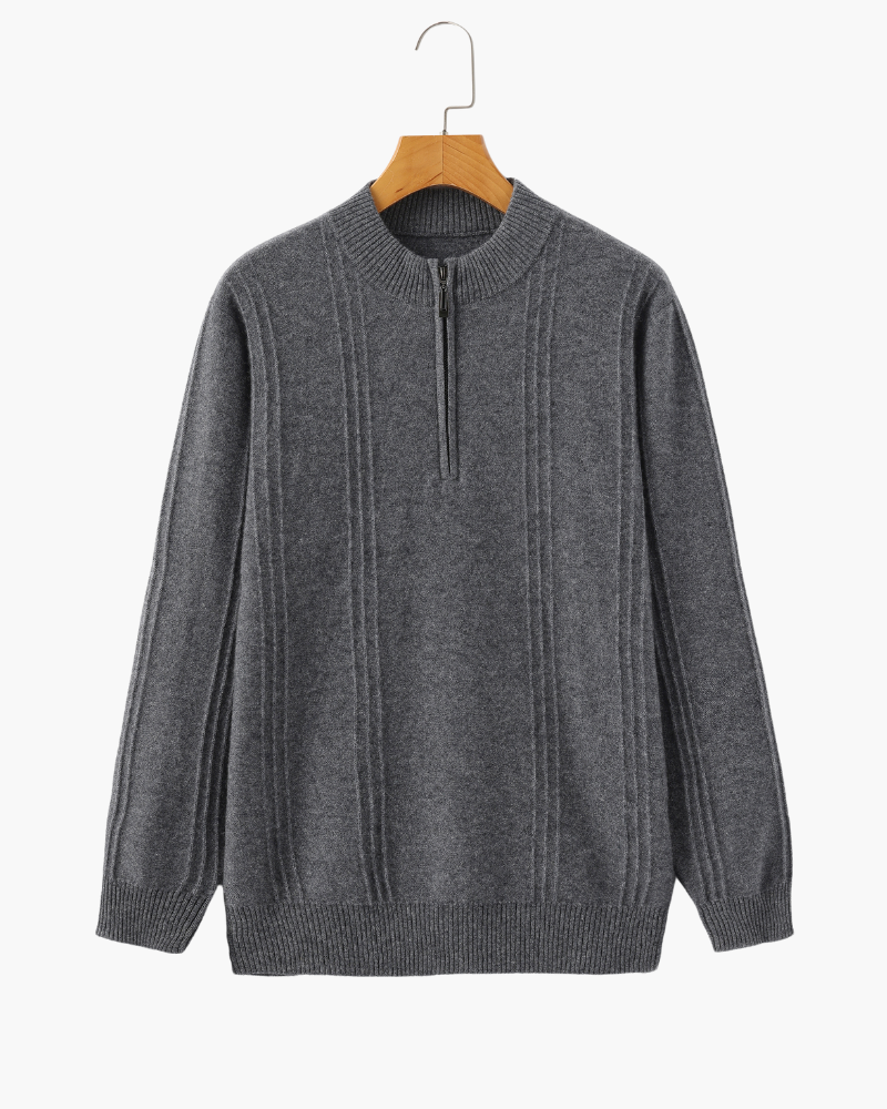 100% Cashmere Ribbed Half Zip | Bellmont Society