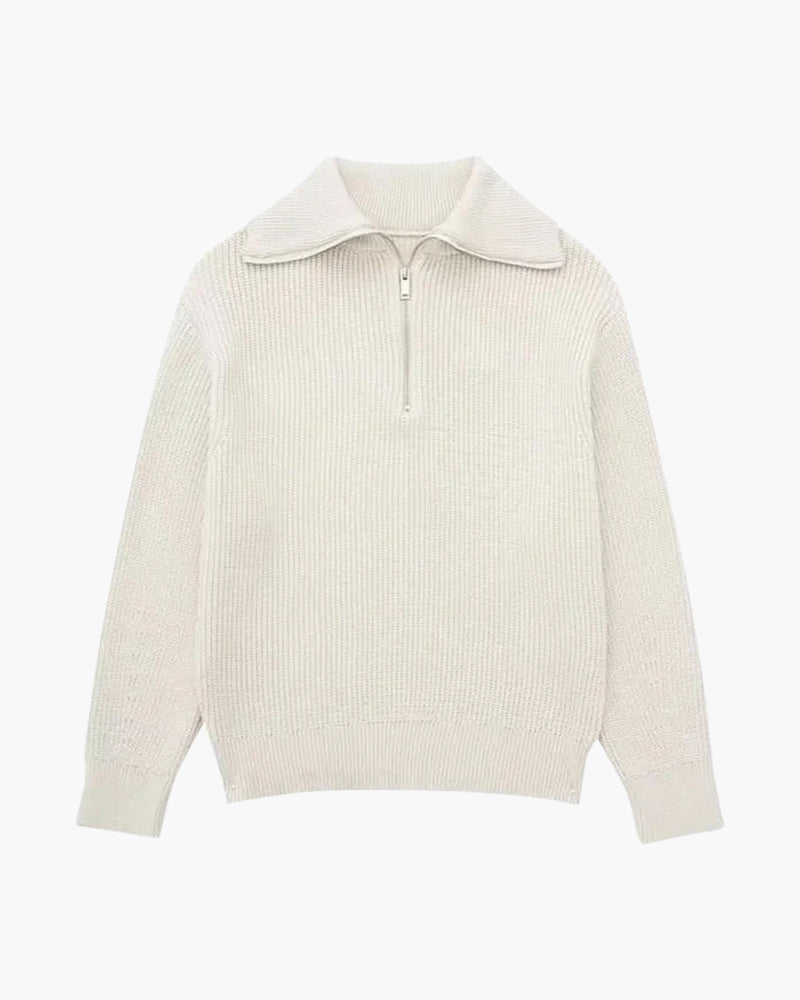 Striped Zip Up Sweater - Montierri
