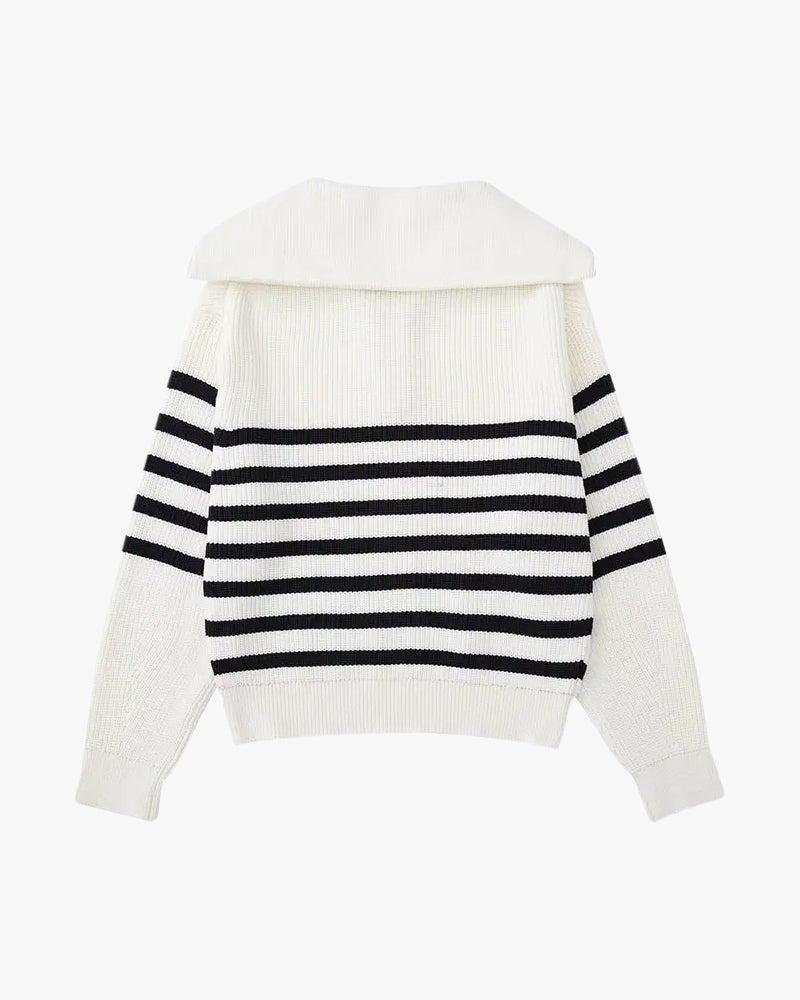 Striped Zip Up Sweater - Montierri