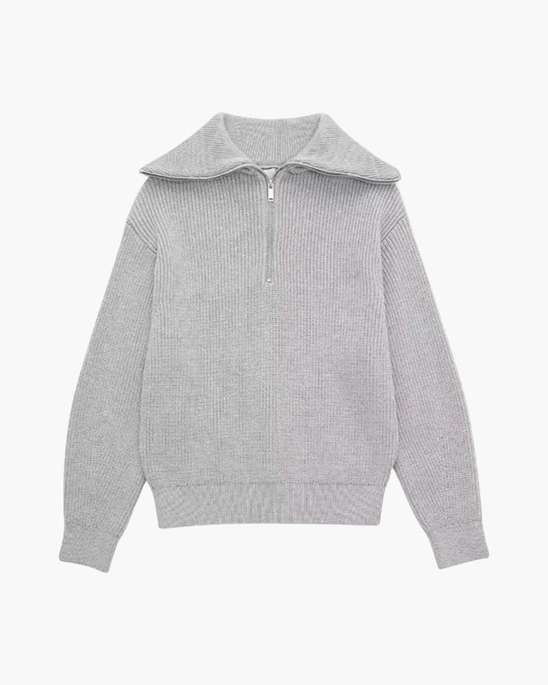 Striped Zip Up Sweater - Montierri