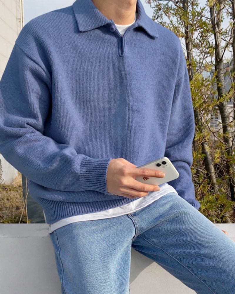 Woolen Button Half Zip - Montierri