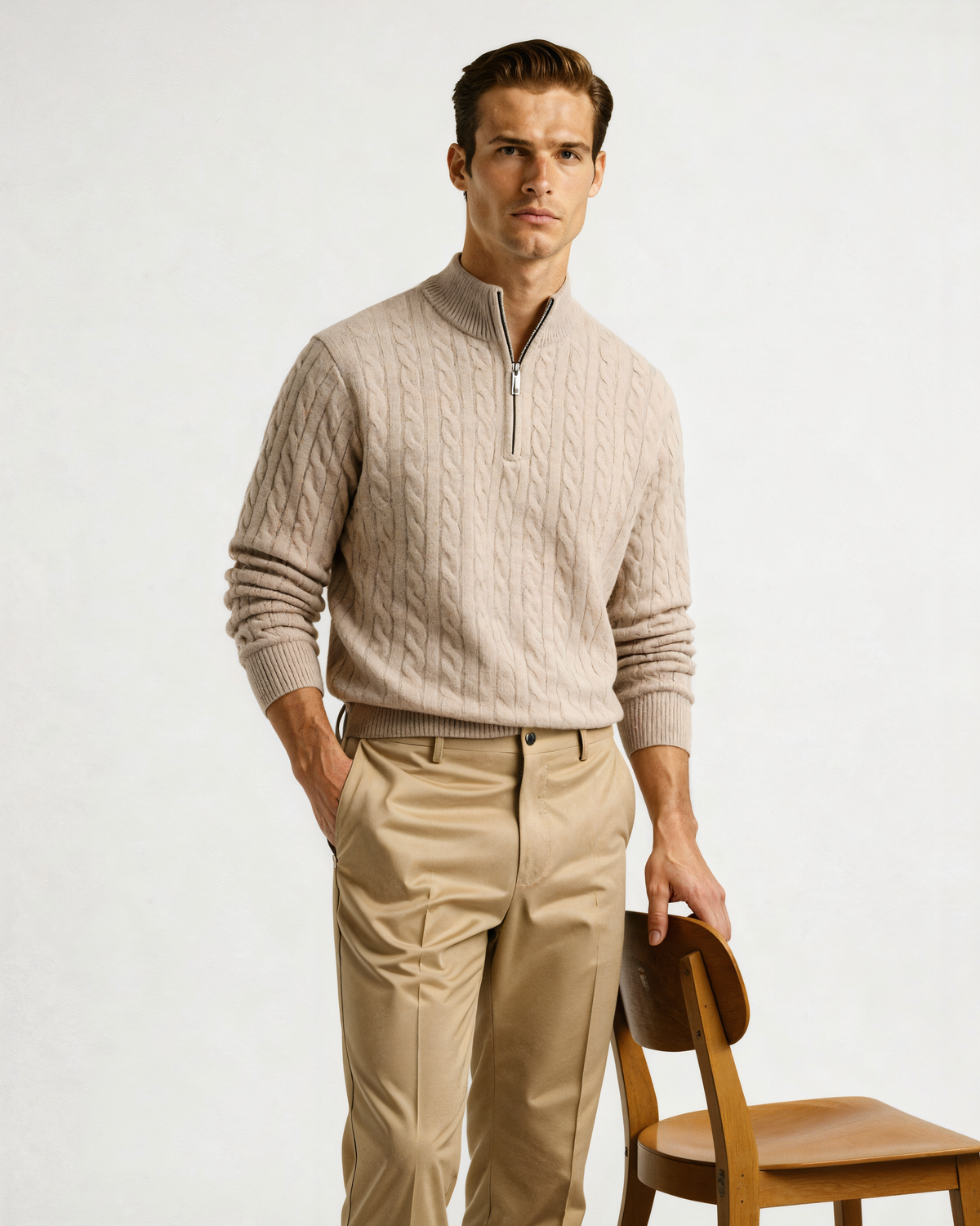 100% Cashmere Woven Half Zip | Bellmont Society