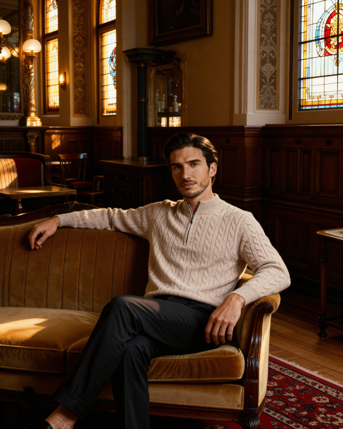 100% Cashmere Woven Half Zip | Bellmont Society
