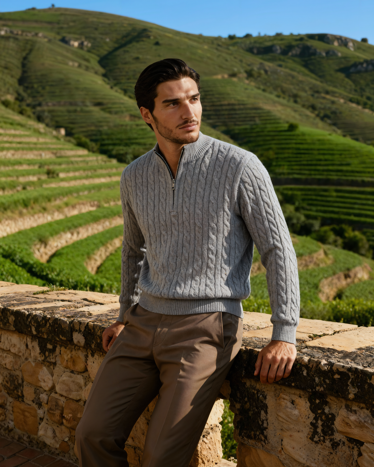 100% Cashmere Woven Half Zip | Bellmont Society