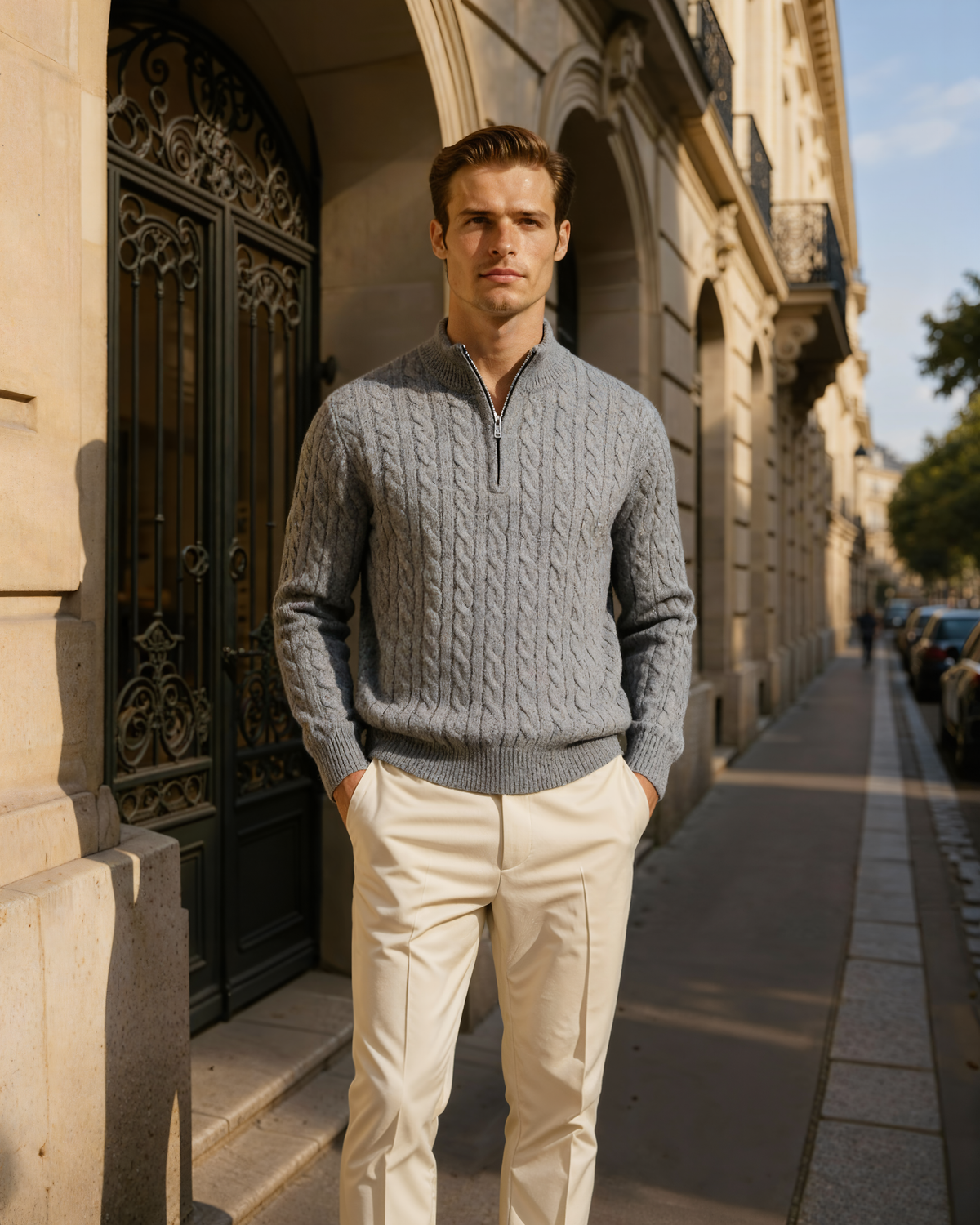 100% Cashmere Woven Half Zip | Bellmont Society