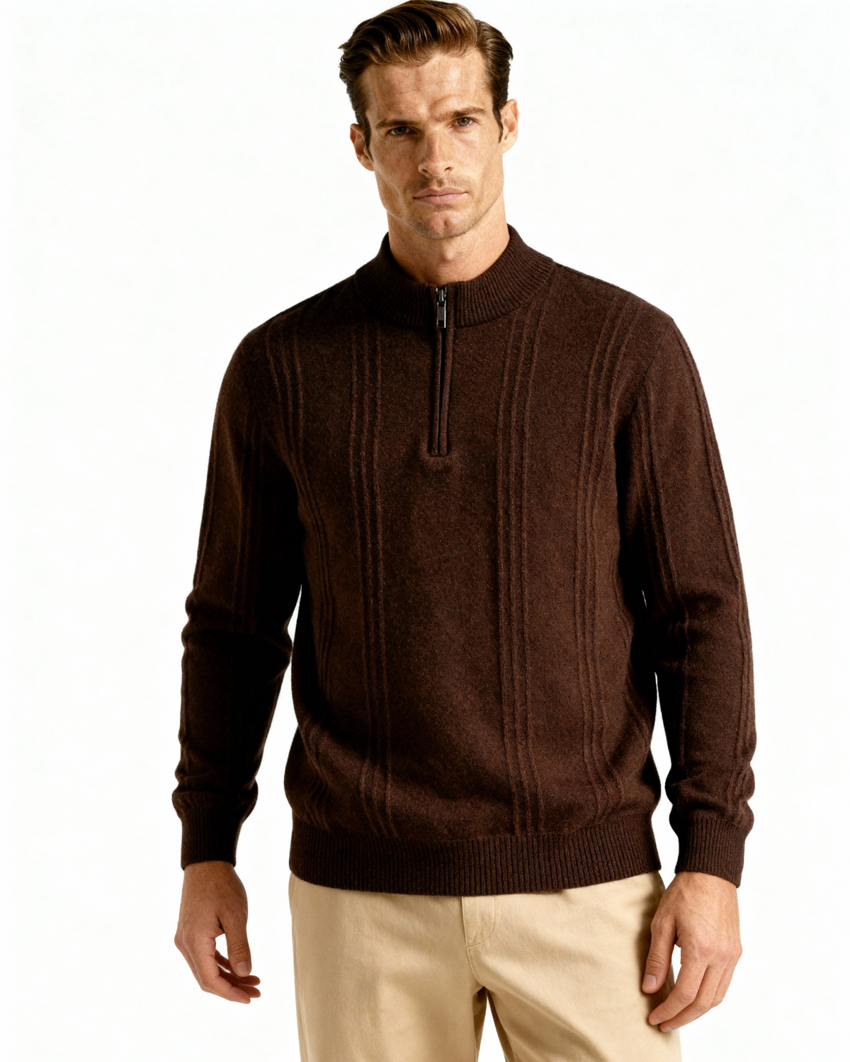 100% Cashmere Ribbed Half Zip | Bellmont Society