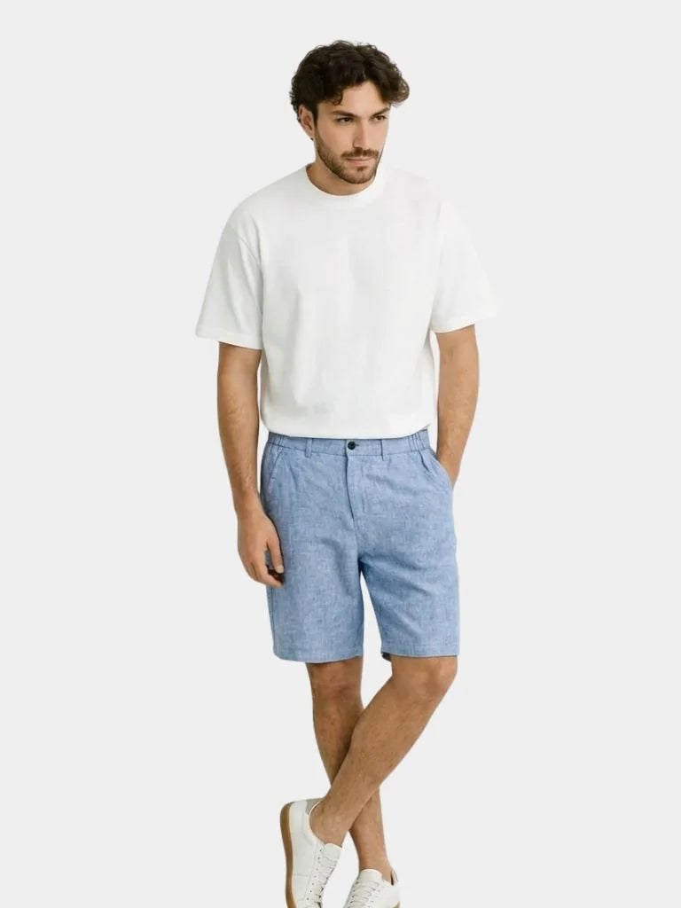 Bleu Horizon Linen Shorts | Bellmont Society