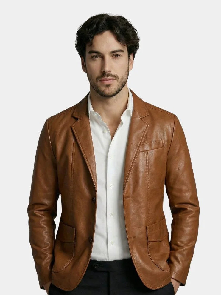 Bold Caramel Leather Jacket | Bellmont Society