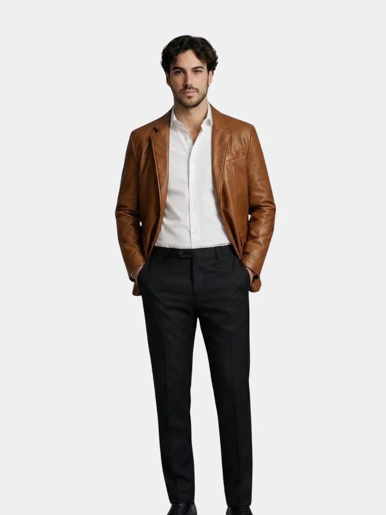 Bold Caramel Leather Jacket | Bellmont Society