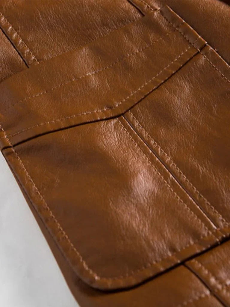 Bold Caramel Leather Jacket | Bellmont Society