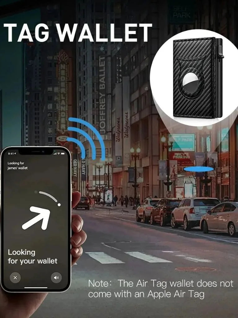 Carbon Fiber Wallet with Air Tag Holder RFID Blocking | Bellmont Society