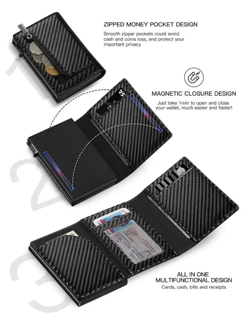 Carbon Fiber Wallet with Air Tag Holder RFID Blocking | Bellmont Society
