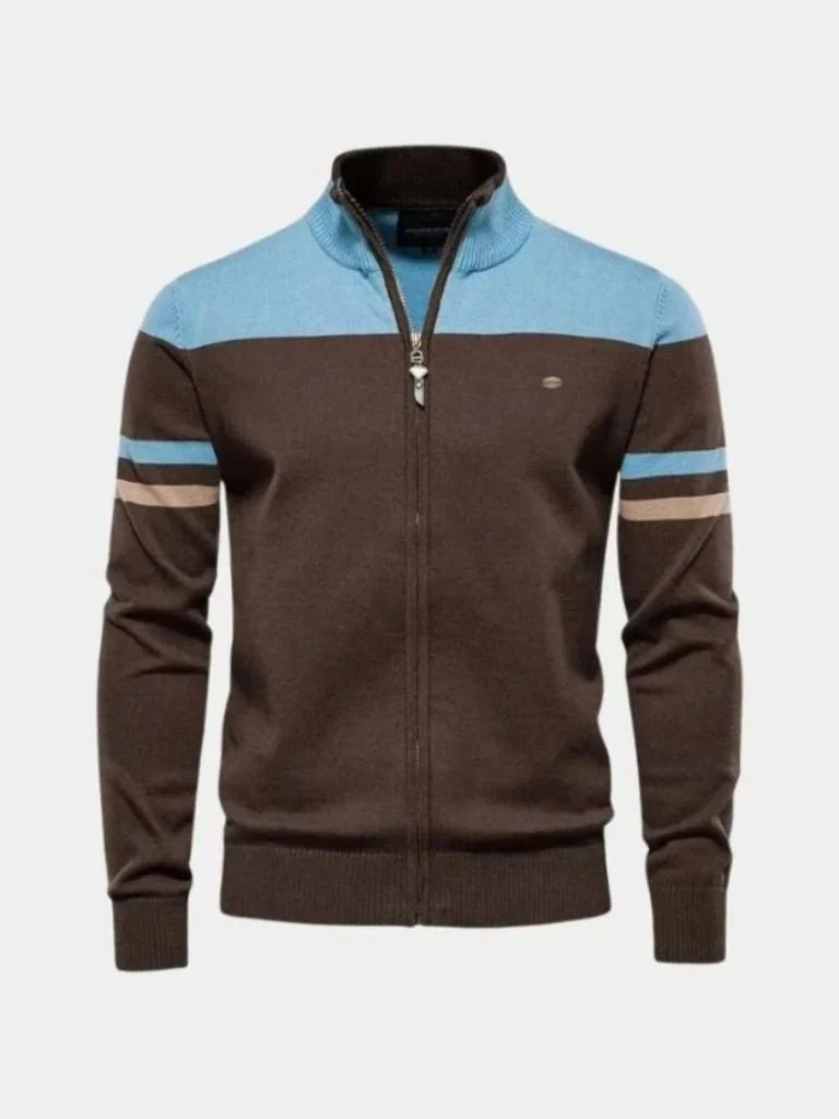 Cardigan Sweater Zipper Standing Collar Knitwear | Bellmont Society