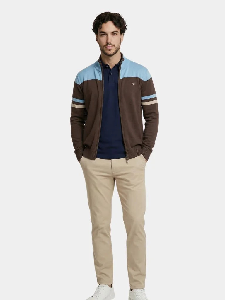 Cardigan Sweater Zipper Standing Collar Knitwear | Bellmont Society