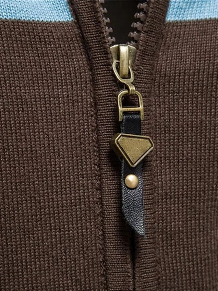 Cardigan Sweater Zipper Standing Collar Knitwear | Bellmont Society