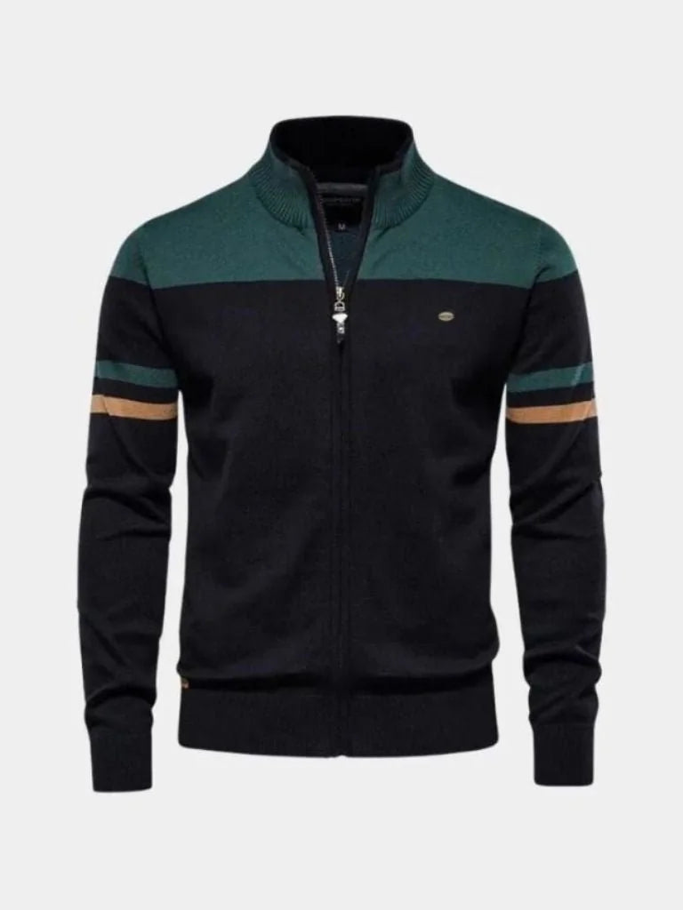 Cardigan Sweater Zipper Standing Collar Knitwear | Bellmont Society